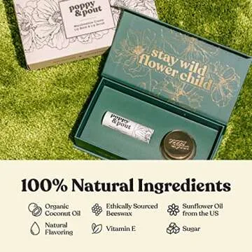 Poppy & Pout Lip Care Set | Lip Balm & Scrub | Sustainable Cardboard Tubes & Glass Jars, All Natural, Beeswax, Coconut Oil, Cruelty Free, Exfoliating & Moisturizing Lip Treatment (Orange Blossom)
