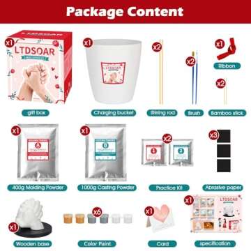 LTDSOAR Hand Casting Kit, Couples with Practice Kit, Hand Mold Kit for Adults & Kids, Romantic Anniversary Wedding Birthday for Her or Him,Boyfriend Girlfriend Unique