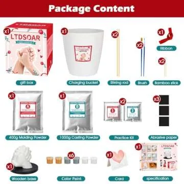 LTDSOAR Hand Casting Kit, Couples with Practice Kit, Hand Mold Kit for Adults & Kids, Romantic Anniversary Wedding Birthday for Her or Him,Boyfriend Girlfriend Unique