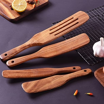 Non-Toxic Wooden Kitchen Utensil Set Heat-Resistant Teak