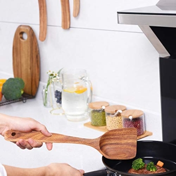Non-Toxic Wooden Kitchen Utensil Set Heat-Resistant Teak