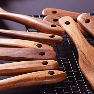 Non-Toxic Wooden Kitchen Utensil Set Heat-Resistant Teak