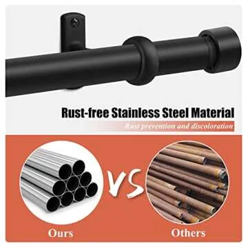 1 Inch Curtain Rods for Windows, 16 to 28 Inch Black Rustic Curtain Rod Set, Modern Design Drapery Rods with Brackets Room Divider Rods, Industrial Window Rods For Indoor and Outdoor