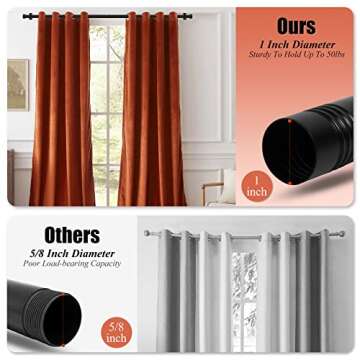 1 Inch Curtain Rods for Windows, 16 to 28 Inch Black Rustic Curtain Rod Set, Modern Design Drapery Rods with Brackets Room Divider Rods, Industrial Window Rods For Indoor and Outdoor