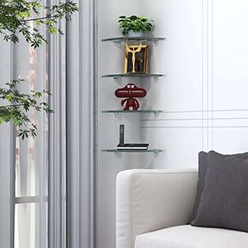 SHUAIAIW Bathroom Corner Organizer Shelves Shower Caddy Shelf Wall Mount Set of 2 Glass Corner Shelf Shower Holder for Shampoo and Soap Organizer No Drilling