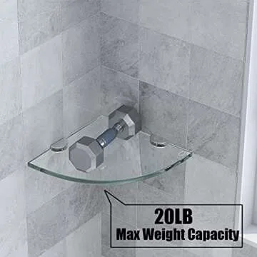 SHUAIAIW Bathroom Corner Organizer Shelves Shower Caddy Shelf Wall Mount Set of 2 Glass Corner Shelf Shower Holder for Shampoo and Soap Organizer No Drilling