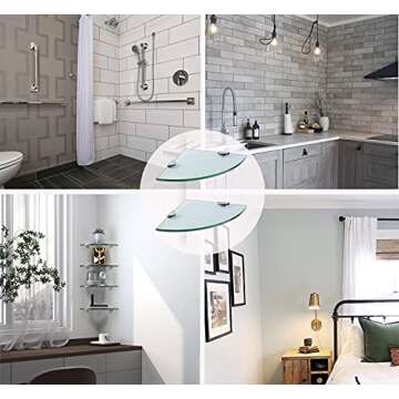 SHUAIAIW Bathroom Corner Organizer Shelves Shower Caddy Shelf Wall Mount Set of 2 Glass Corner Shelf Shower Holder for Shampoo and Soap Organizer No Drilling