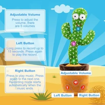Ayeboovi Talking Cactus Baby Toy for Kids Developmental Fun