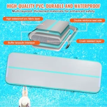 Durable Happybuy Inflatable Gymnastics Track Mat