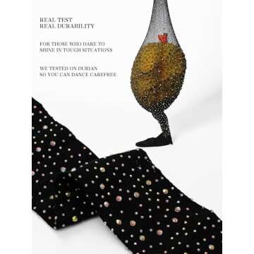 DancMolly Sexy Sparkly Fishnet Tights Ultra Durable Rhinestone Mesh Stockings High Waist Glitter Par...