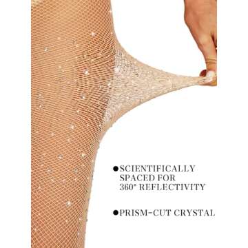 DancMolly Sexy Sparkly Fishnet Tights Ultra Durable Rhinestone Mesh Stockings High Waist Glitter Party Concert Outfit