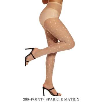 DancMolly Sexy Sparkly Fishnet Tights Ultra Durable Rhinestone Mesh Stockings High Waist Glitter Party Concert Outfit