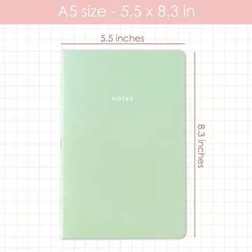THiNKABLE Pastel Aesthetic Notebooks Set, Cute Journal Set 8 pack, A5 5.5 x 8.3 in 60 Pages, Simple Cover Notebook, Minimalist Journal for Women Lined Paper, Soft Cover Journals