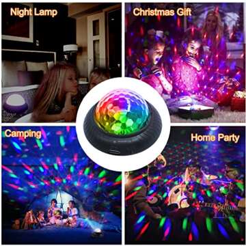 kismee Mini Disco Party Light Night Light 2 in 1 Flashes with Music Sound Activated Multicolor Disco...