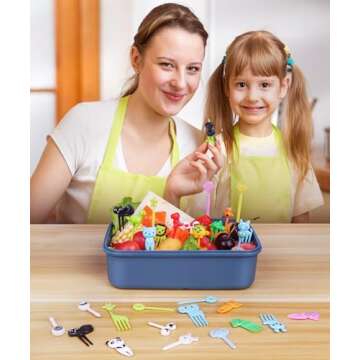 DOUDOULE 160PCS Food Picks for Kids with Storage Box, Kids Lunch Accessories for Bento Box, Animal K...