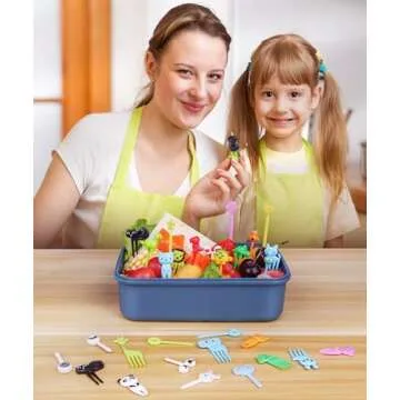 DOUDOULE 160PCS Food Picks for Kids with Storage Box, Kids Lunch Accessories for Bento Box, Animal K...