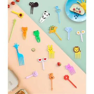 DOUDOULE 160PCS Food Picks for Kids with Storage Box, Kids Lunch Accessories for Bento Box, Animal Kids Food Picks for Picky Eater, Cute Toothpicks for Food Fruit, Fun Toddler Food Picks - BPA Free