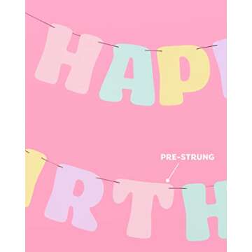 xo, Fetti Pastel Happy Birthday Banner - 1 Piece | Rainbow Bday Party Decorations, Cute Birthday Decor, Sweet 16, 21st