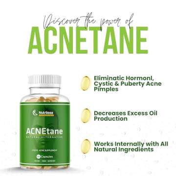 ACNEtane - All Natural Vitamin Supplement for Treating Acne, 90 Veggie Softgels (Treats Hormonal, Puberty, & Cystic Acne Internally)