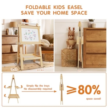 JUZBOT Deluxe Toddler Easel with Paper Roll and Accessories
