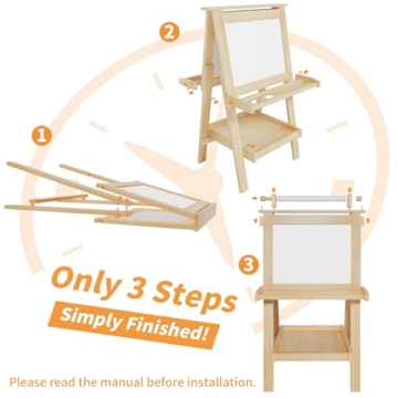 JUZBOT Deluxe Toddler Easel with Paper Roll and Accessories