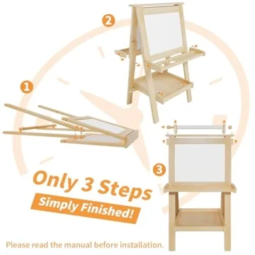 JUZBOT Deluxe Toddler Easel with Paper Roll and Accessories