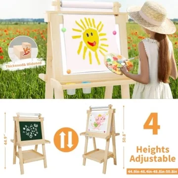 JUZBOT Deluxe Toddler Easel with Paper Roll and Accessories
