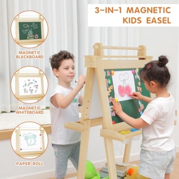 JUZBOT Deluxe Toddler Easel with Paper Roll and Accessories
