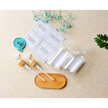 Elegant 2 Pack Soap Dispenser Set with Bamboo Pumps