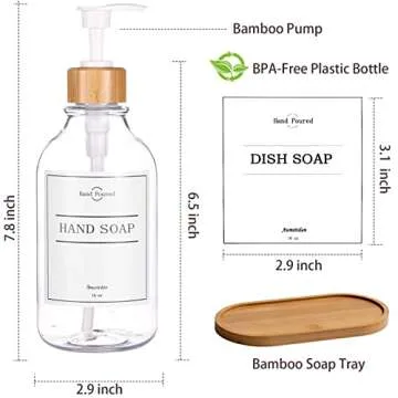 Elegant 2 Pack Soap Dispenser Set with Bamboo Pumps