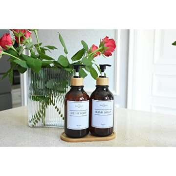 Elegant 2 Pack Soap Dispenser Set with Bamboo Pumps