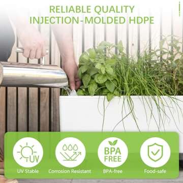 Glowpear Self Watering Planter Box - 23.6", White - UV Stable, Scalable Plant Pot with Water Gauge, Indoor Outdoor for Vegetables, Flowers, Herbs, and Succulents, Gardening