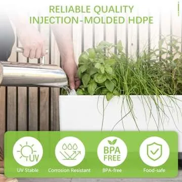 Glowpear Self Watering Planter Box - 23.6", White - UV Stable, Scalable Plant Pot with Water Gauge, Indoor Outdoor for Vegetables, Flowers, Herbs, and Succulents, Gardening