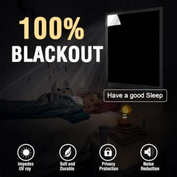 H.VERSAILTEX Portable Blackout Curtains for Bedroom 120" x 67", 100% Blackout Blind Curtain for Wind...