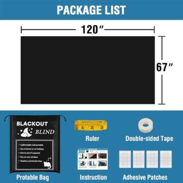 H.VERSAILTEX Portable Blackout Curtains for Bedroom 120" x 67", 100% Blackout Blind Curtain for Window No Drill Blackout Roller Shades with Thermal Insulated for Living Room Cut to Any Size, Black