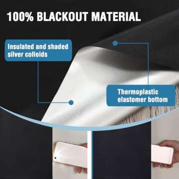 H.VERSAILTEX Portable Blackout Curtains for Bedroom 120" x 67", 100% Blackout Blind Curtain for Window No Drill Blackout Roller Shades with Thermal Insulated for Living Room Cut to Any Size, Black