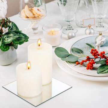 Suwimut 50 Pack Square Glass Mirror Tiles for Crafts