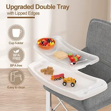 Portable Baby Travel Booster Seat with Double Tray