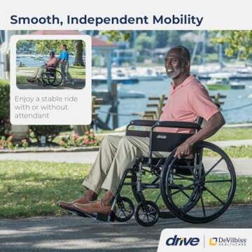 Drive Medical K318DFA-ELR Cruiser III Lightweight Folding Wheelchair with Detachable Arms and Elevat...