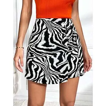 Trendy WDIRARA Zebra Striped Mini Skirt for Women
