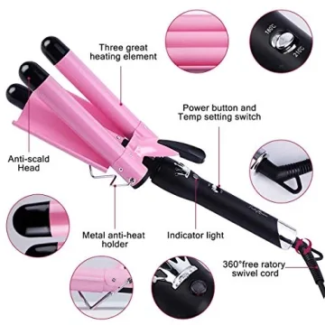 3 Barrel Hair Curling Iron Fast Heating for Stunning Waves