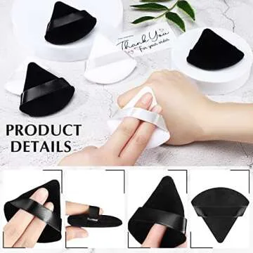 Suclain 48 Pcs Velour Triangle Powder Puff Soft Velour Makeup Puff for Face Powder Makeup Triangle Sponges for Wet and Dry Cosmetic Foundation Loose Mineral Body Makeup Tool(Black, White)