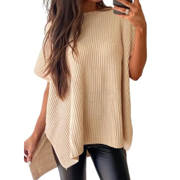 SHEWIN Womens Tops Casual Short Sleeve Sweater for Women Loose Oversized Shirts Crewneck Summer Tops...