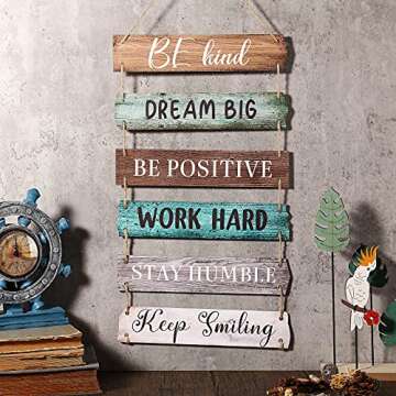 6 Pieces Rustic Wall Hanging Plaque Sign for Positive Atmosphere