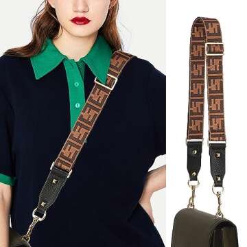 Lifenanny Wide Purse Strap Fashion Guitar Style Replacement Belt Adjustable Crossbody Shoulder Strap for Purses and Handbags (Brown) (3815)