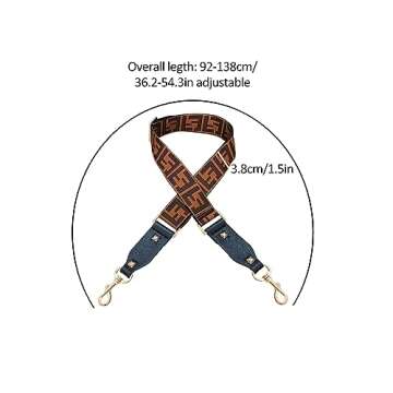 Lifenanny Wide Purse Strap Fashion Guitar Style Replacement Belt Adjustable Crossbody Shoulder Strap for Purses and Handbags (Brown) (3815)