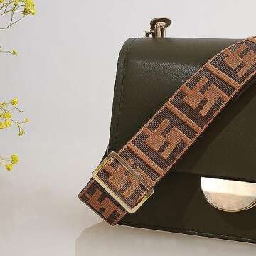 Lifenanny Wide Purse Strap Fashion Guitar Style Replacement Belt Adjustable Crossbody Shoulder Strap for Purses and Handbags (Brown) (3815)