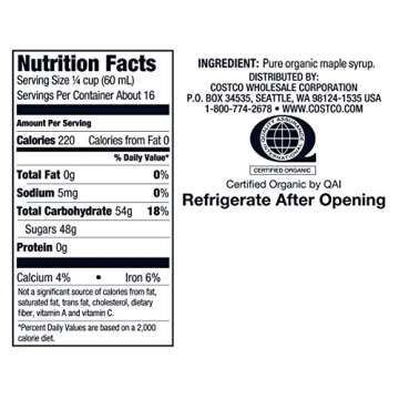 Kirkland Signature 100% Maple Syrup, Dark Amber, 33.8 fl. oz.