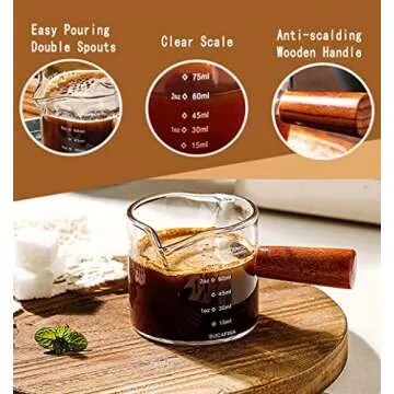 COFISUKI Double Spouts Coffee Measuring Pitcher 75ML