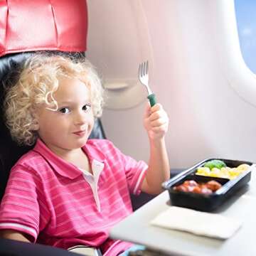 Pimoys 6 Pieces Toddler Utensils Stainless Steel Baby Forks and Spoons Set Kids Silverware Children's Flatware Metal Cutlery Set with Round Handle, 3 x Cute Forks,3 x Children Spoons